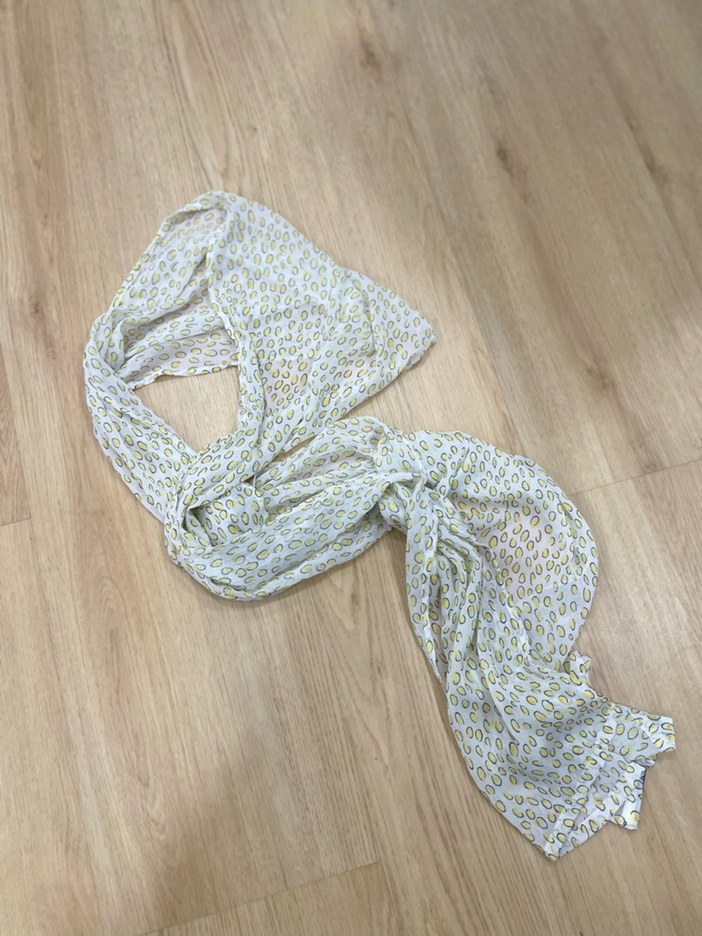 Elena Grunert yellow + white dotted scarf
